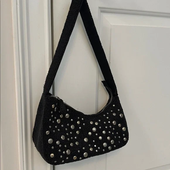 Anthropologie Asymmetric Beaded & Studded shoulder bag - Picture 3 of 11